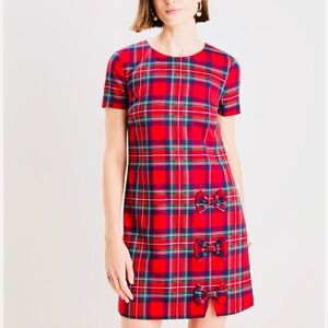 Vineyard Vines- Red Plaid Dress with Bow Accents